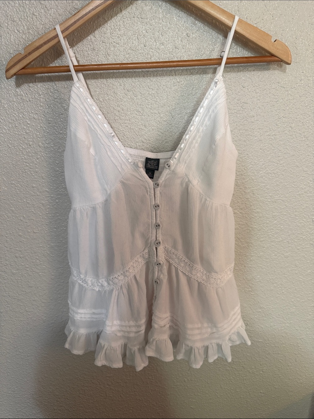 wild fable White Lace-Trim Button-Front Camisole